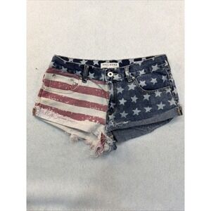 Bullhead Denim Co Womens American Flag Distressed Denim Cutoff Shorts Size 7